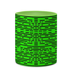 Кружка 3D Чёрные полосы на зелёном фоне, цвет: 3D-белый + светло-зеленый — фото 2