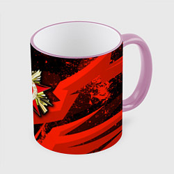 Кружка 3D Великая отечественная - красная абстракция, цвет: 3D-розовый кант