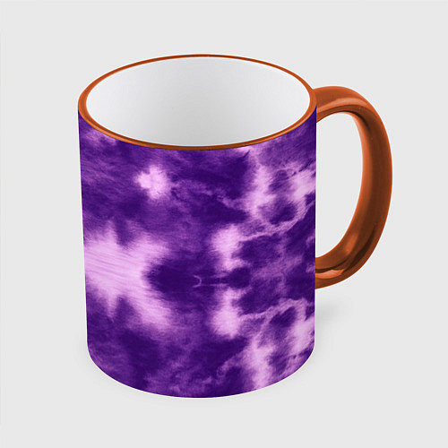 Кружка цветная Фиолетовый тайдай / 3D-Оранжевый кант – фото 1