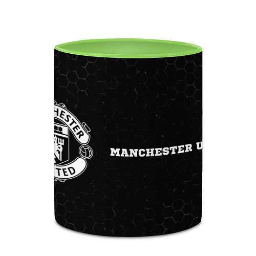 Кружка цветная Manchester United sport на темном фоне по-горизонт / 3D-Белый + светло-зеленый – фото 2