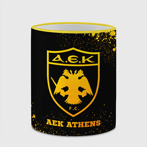 Кружка цветная AEK Athens - gold gradient / 3D-Желтый кант – фото 2