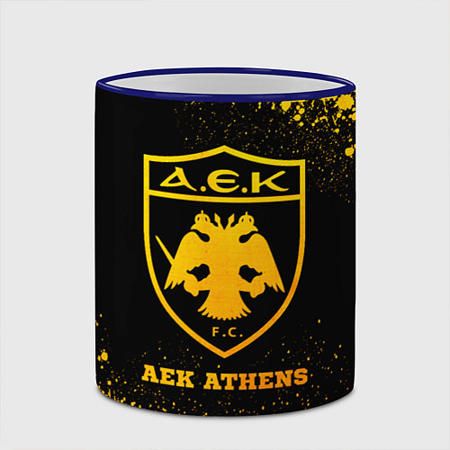 Кружка цветная AEK Athens - gold gradient / 3D-Синий кант – фото 2