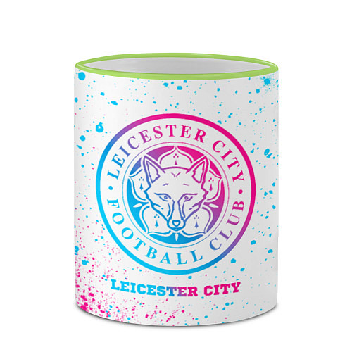 Кружка цветная Leicester City neon gradient style / 3D-Светло-зеленый кант – фото 2