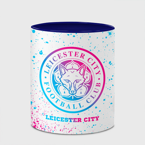 Кружка цветная Leicester City neon gradient style / 3D-Белый + синий – фото 2