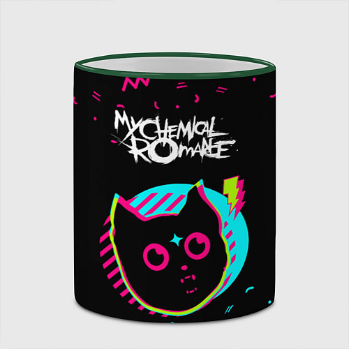 Кружка цветная My Chemical Romance - rock star cat / 3D-Зеленый кант – фото 2