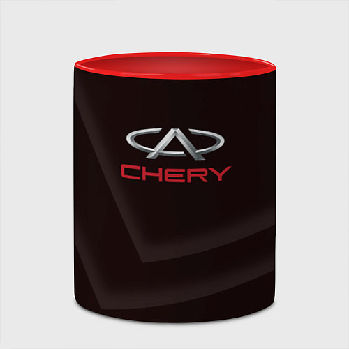 Кружка цветная Cherry - logo / 3D-Белый + красный – фото 2
