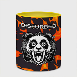 Кружка 3D Disturbed рок панда и огонь, цвет: 3D-белый + желтый — фото 2