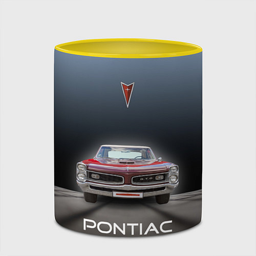 Кружка цветная Американский масл-кар Pontiac GTO / 3D-Белый + желтый – фото 2