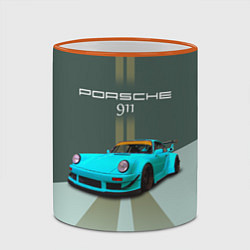 Кружка 3D Порше 911 спортивный немецкий автомобиль, цвет: 3D-оранжевый кант — фото 2