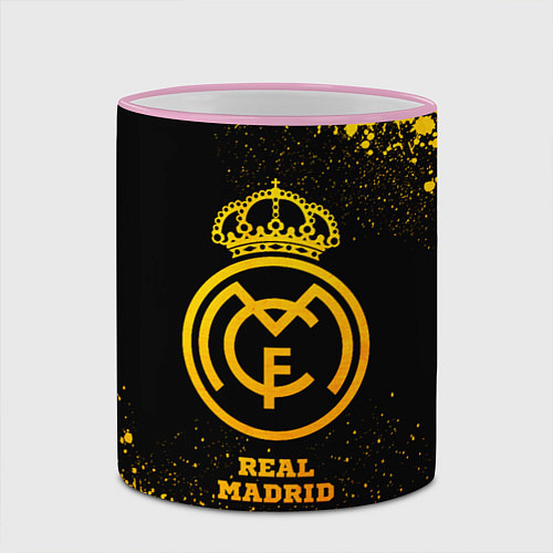 Кружка цветная Real Madrid - gold gradient / 3D-Розовый кант – фото 2