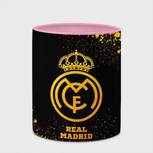 Кружка цветная Real Madrid - gold gradient / 3D-Белый + розовый – фото 2