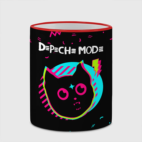 Кружка цветная Depeche Mode - rock star cat / 3D-Красный кант – фото 2