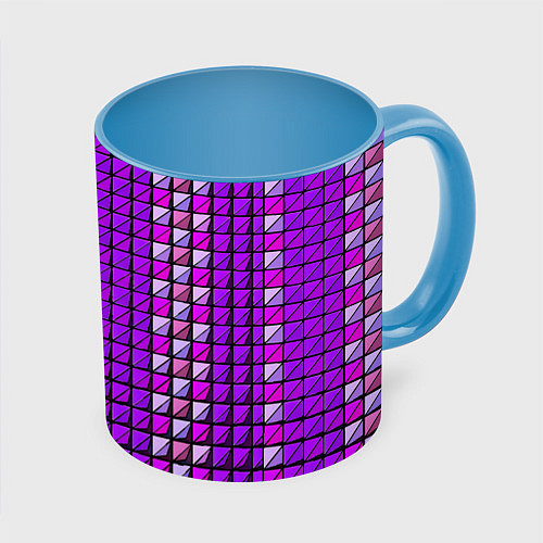 Кружка цветная Фиолетовые плитки / 3D-Белый + небесно-голубой – фото 1