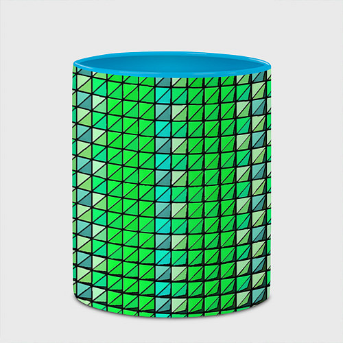 Кружка цветная Зелёные плитки и чёрная обводка / 3D-Белый + небесно-голубой – фото 2