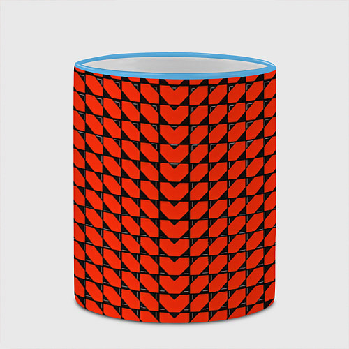 Кружка цветная Красные лепестки шестиугольники / 3D-Небесно-голубой кант – фото 2