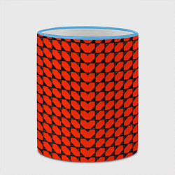 Кружка 3D Красные лепестки шестиугольники, цвет: 3D-небесно-голубой кант — фото 2