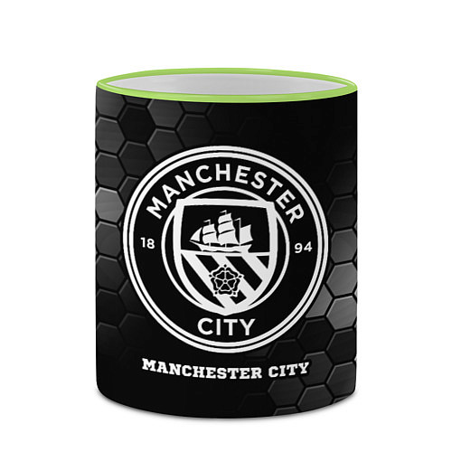 Кружка цветная Manchester City sport на темном фоне / 3D-Светло-зеленый кант – фото 2