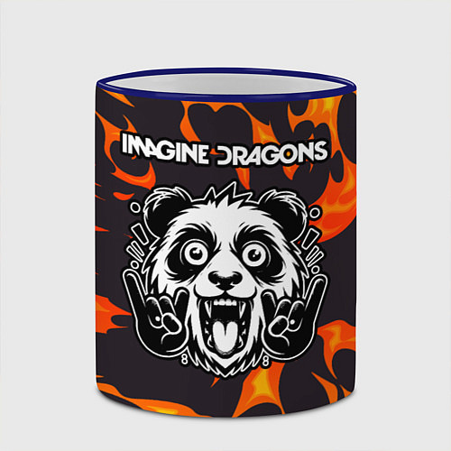 Кружка цветная Imagine Dragons рок панда и огонь / 3D-Синий кант – фото 2