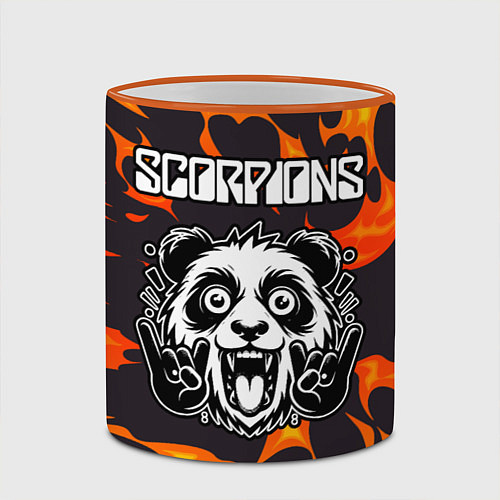 Кружка цветная Scorpions рок панда и огонь / 3D-Оранжевый кант – фото 2