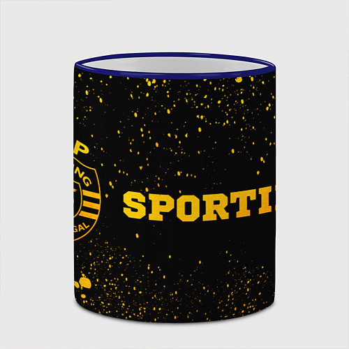 Кружка цветная Sporting - gold gradient по-горизонтали / 3D-Синий кант – фото 2