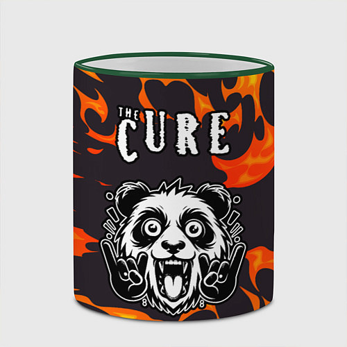Кружка цветная The Cure рок панда и огонь / 3D-Зеленый кант – фото 2