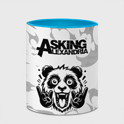 Кружка 3D Asking Alexandria рок панда на светлом фоне, цвет: 3D-белый + небесно-голубой — фото 2
