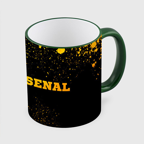 Кружка цветная Arsenal - gold gradient по-горизонтали / 3D-Зеленый кант – фото 1
