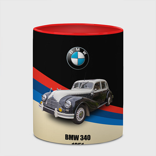 Кружка цветная Винтажный автомобиль BMW 340 / 3D-Белый + красный – фото 2