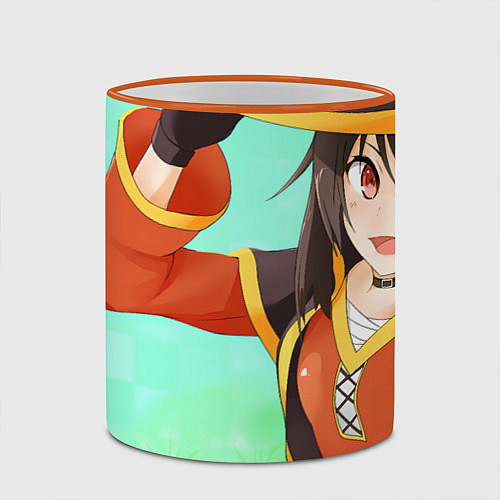 Кружка цветная Konosuba Мэгумин / 3D-Оранжевый кант – фото 2