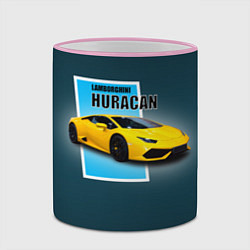 Кружка 3D Спортивная итальянская машина Lamborghini Huracan, цвет: 3D-розовый кант — фото 2