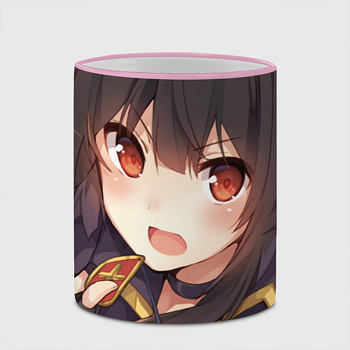 Кружка цветная Konosuba Мэгумин cute / 3D-Розовый кант – фото 2