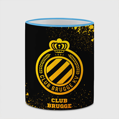 Кружка цветная Club Brugge - gold gradient / 3D-Небесно-голубой кант – фото 2