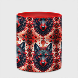 Кружка 3D Серые волки на красном фоне, цвет: 3D-белый + красный — фото 2