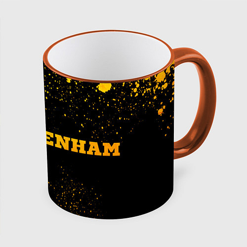 Кружка цветная Tottenham - gold gradient по-горизонтали / 3D-Оранжевый кант – фото 1