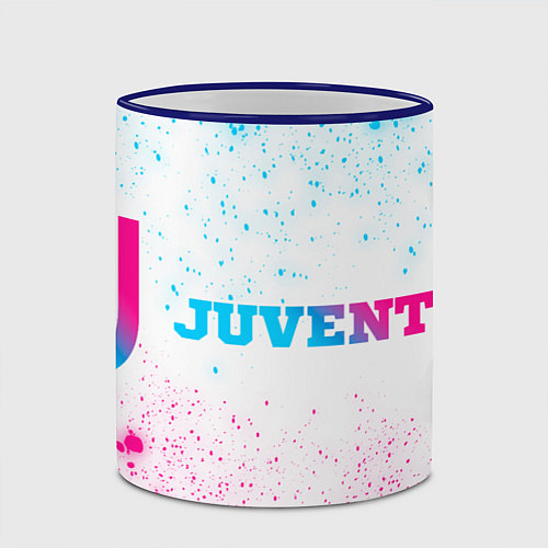 Кружка цветная Juventus neon gradient style по-горизонтали / 3D-Синий кант – фото 2