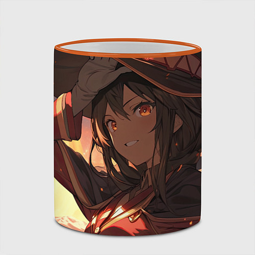 Кружка цветная Konosuba Мэгумин cute / 3D-Оранжевый кант – фото 2