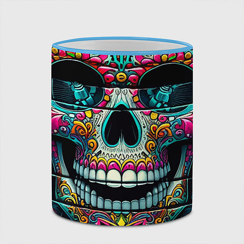 Кружка цветная Cool skull - graffiti ai art / 3D-Небесно-голубой кант – фото 2