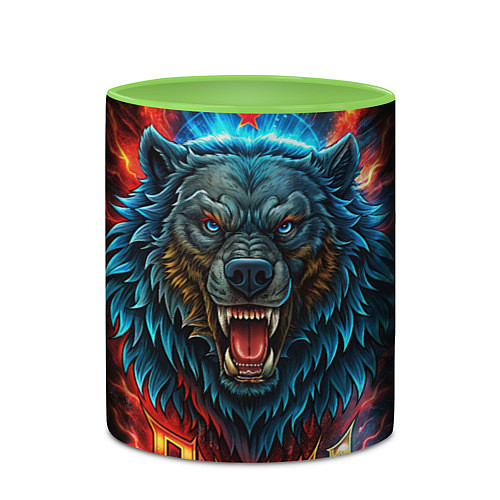 Кружка цветная Russia bear / 3D-Белый + светло-зеленый – фото 2