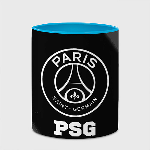 Кружка цветная PSG sport на темном фоне / 3D-Белый + небесно-голубой – фото 2