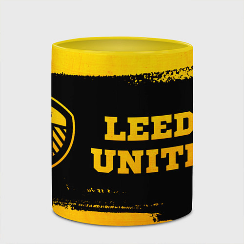 Кружка цветная Leeds United - gold gradient по-горизонтали / 3D-Белый + желтый – фото 2