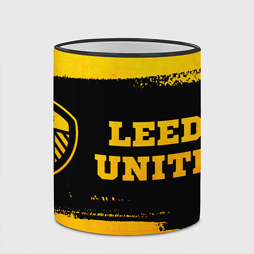 Кружка цветная Leeds United - gold gradient по-горизонтали / 3D-Черный кант – фото 2