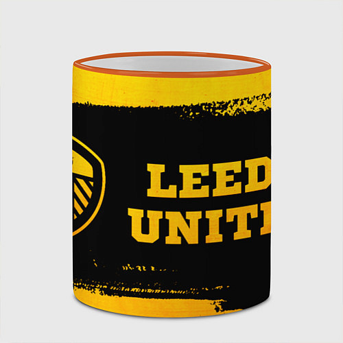 Кружка цветная Leeds United - gold gradient по-горизонтали / 3D-Оранжевый кант – фото 2