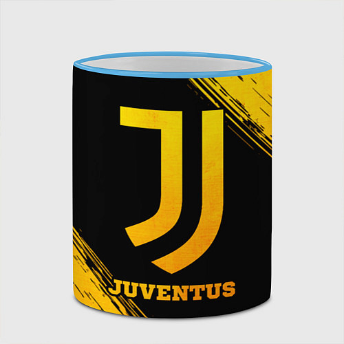 Кружка цветная Juventus - gold gradient / 3D-Небесно-голубой кант – фото 2