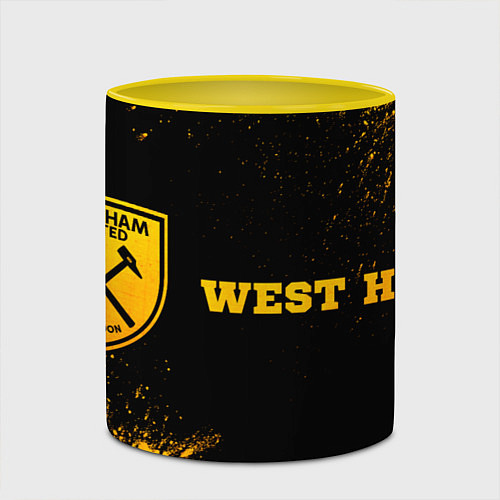 Кружка цветная West Ham - gold gradient по-горизонтали / 3D-Белый + желтый – фото 2