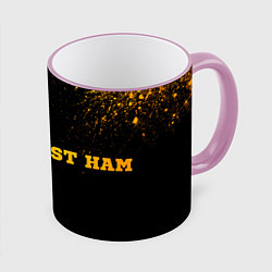 Кружка 3D West Ham - gold gradient по-горизонтали, цвет: 3D-розовый кант