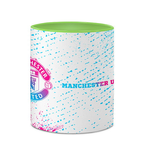 Кружка цветная Manchester United neon gradient style по-горизонта / 3D-Белый + светло-зеленый – фото 2