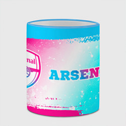 Кружка 3D Arsenal neon gradient style по-горизонтали, цвет: 3D-небесно-голубой кант — фото 2