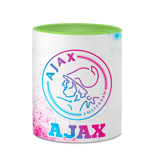 Кружка цветная Ajax neon gradient style / 3D-Белый + светло-зеленый – фото 2