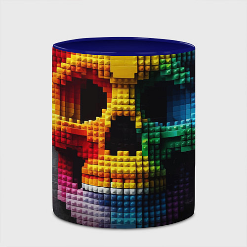 Кружка цветная Lego skull fantasy - ai art / 3D-Белый + синий – фото 2