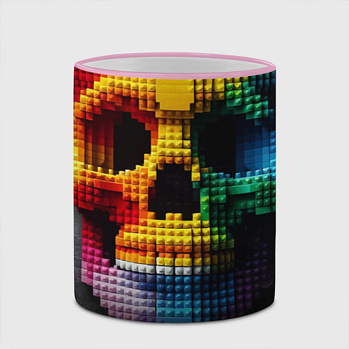 Кружка цветная Lego skull fantasy - ai art / 3D-Розовый кант – фото 2